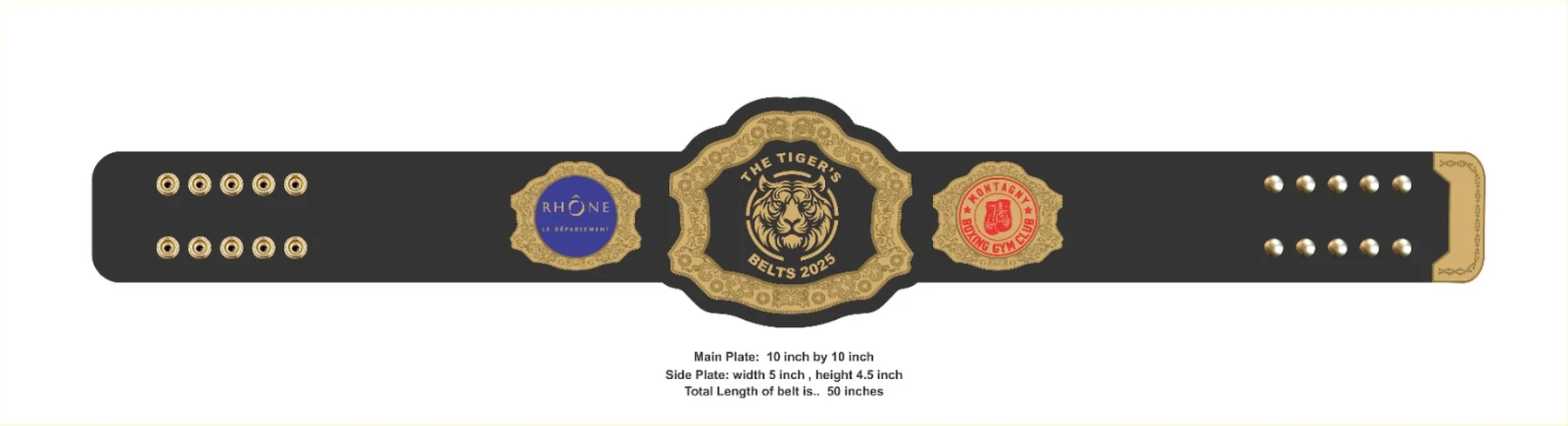 Approved championship belt artwork layout before production